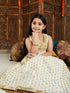 Girl's' Cream And Gold Jacquard Lehenga
